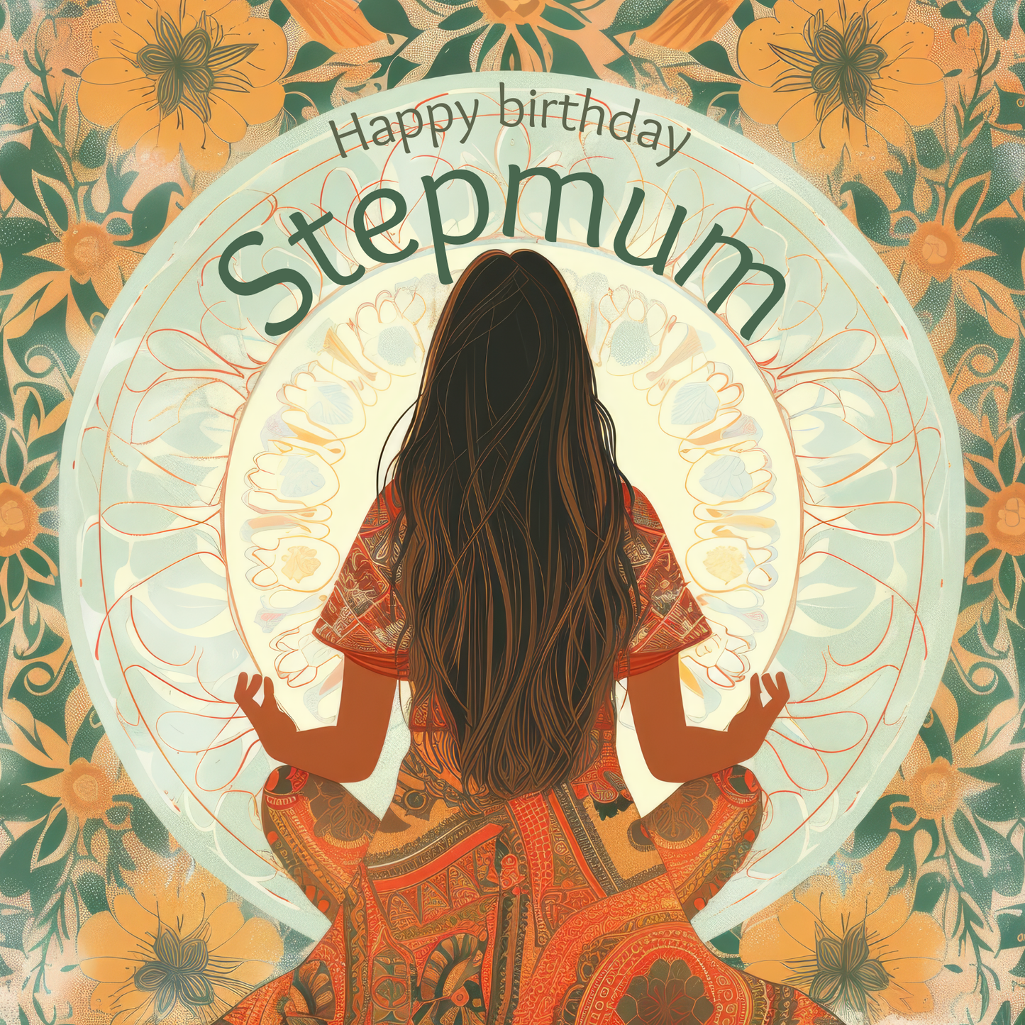 Stepmum Birthday Card - Mandalas and Meditation