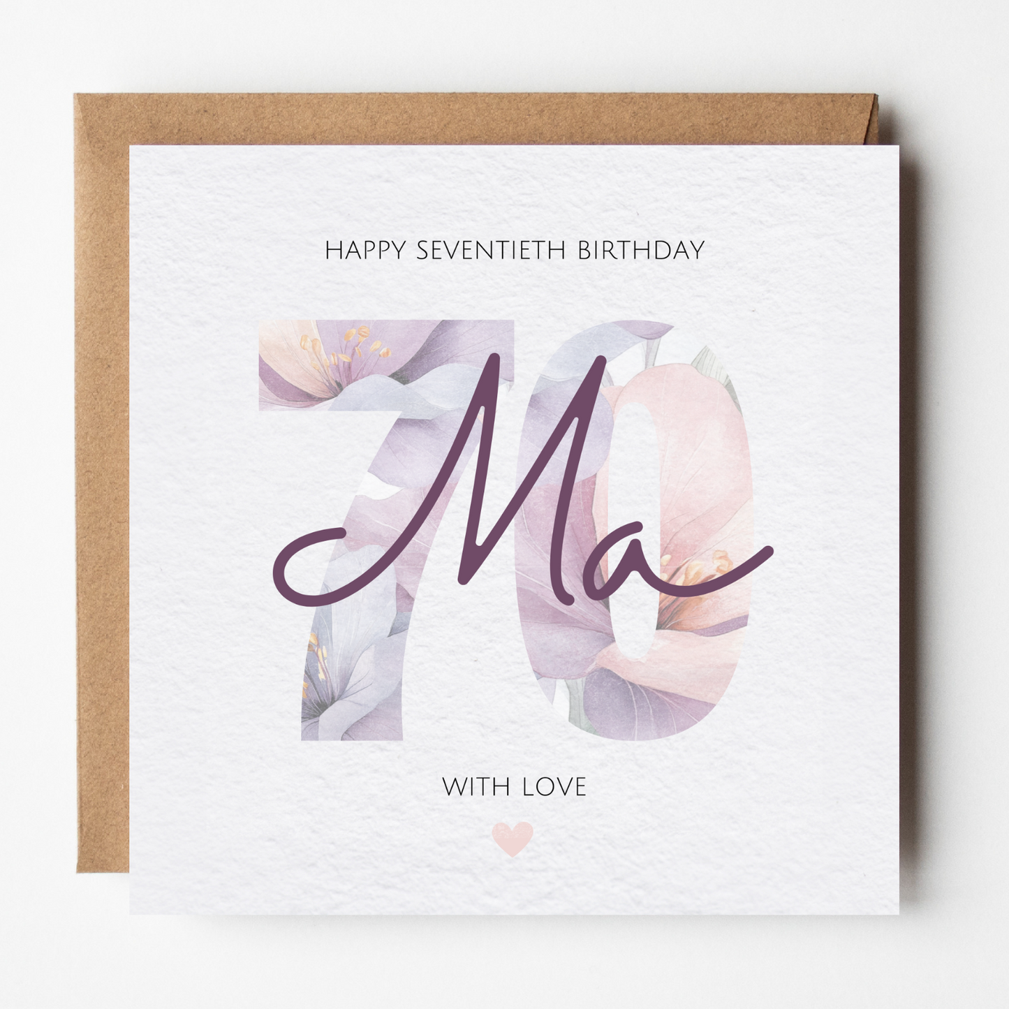 Ma 70th Birthday Card - Watercolour Flowers