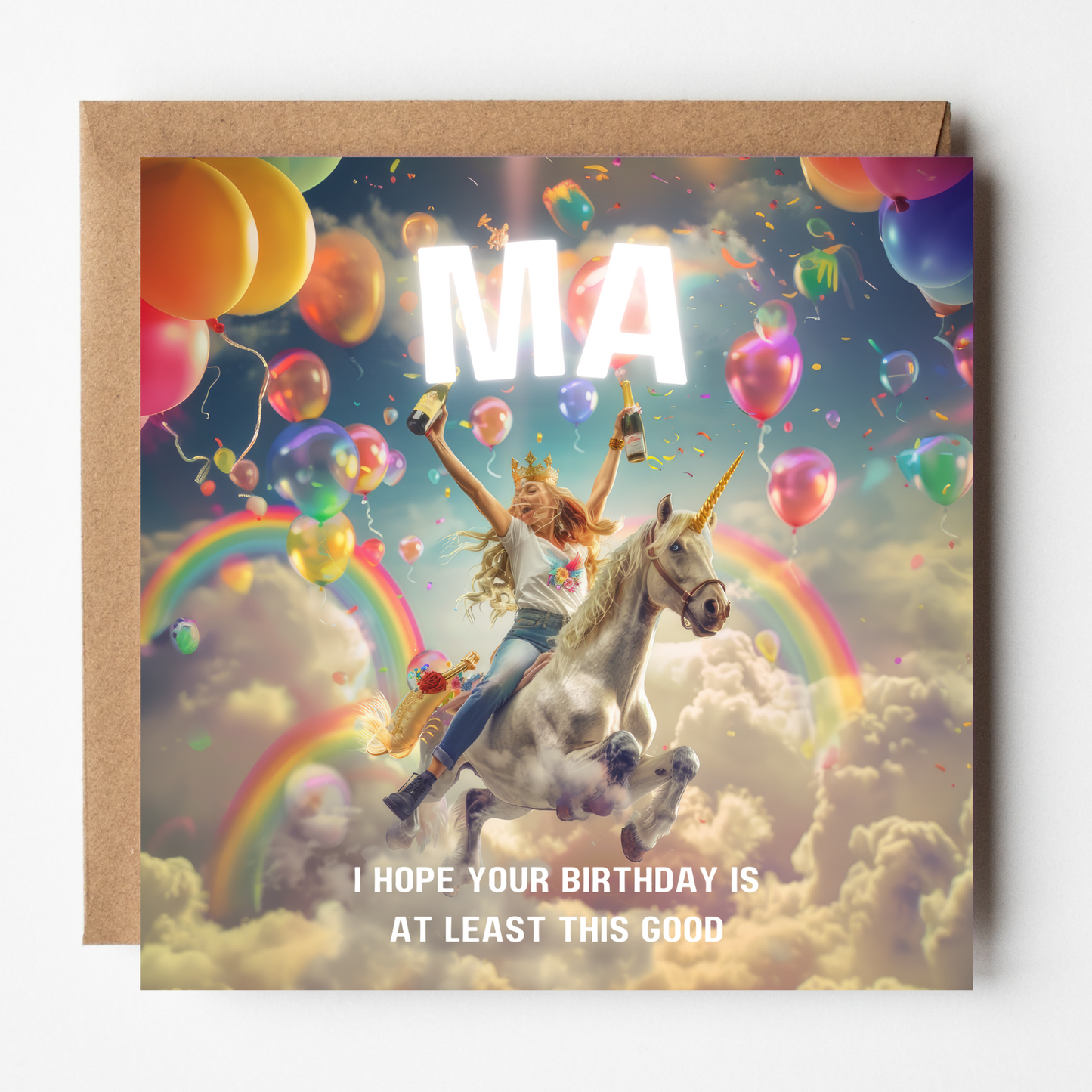 Unicorns and Rainbows - Birthday Card For Ma