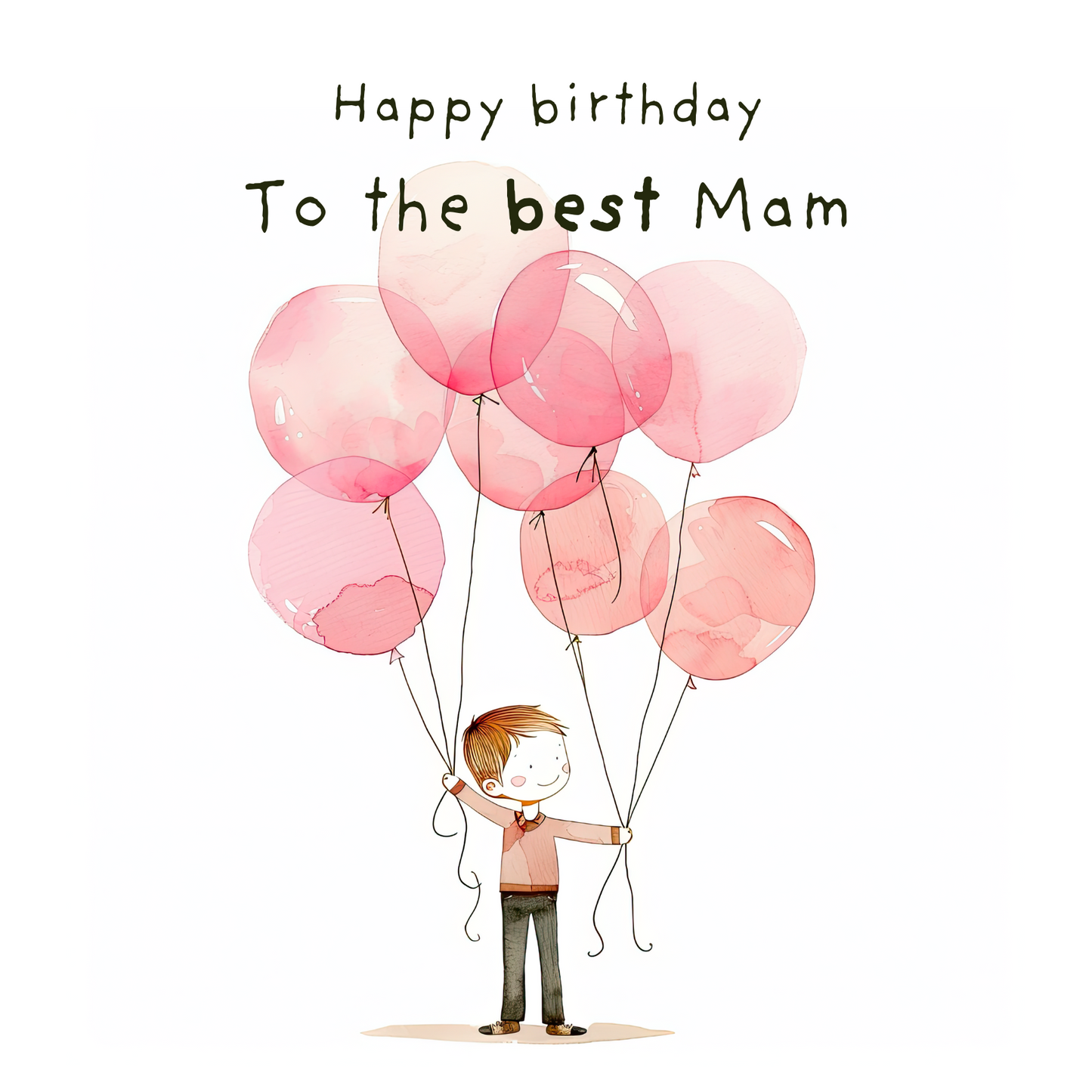 Mam Birthday Card - Boy and Balloons