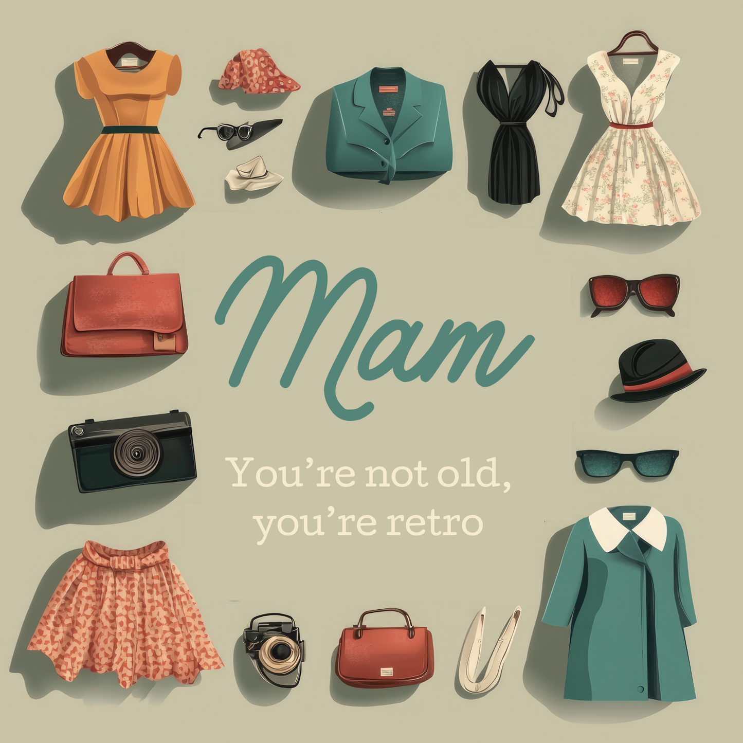 Mam Birthday Card - Not Old, Retro