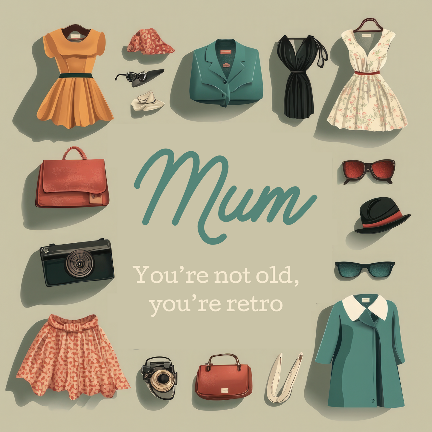 Mum Birthday Card - Not Old, Retro