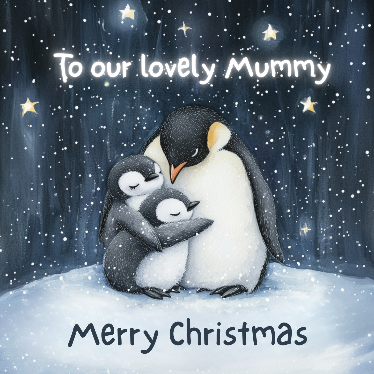 Mummy Christmas Card - Penguin Sibling Chicks