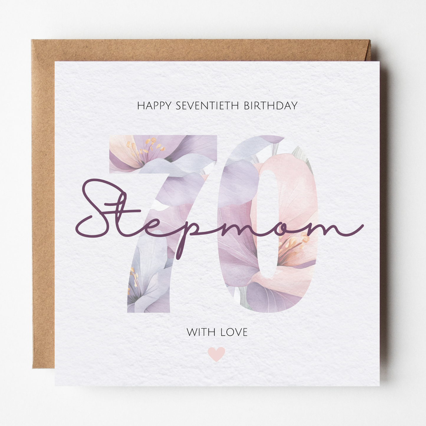 Stepmom 70th Birthday Card - Watercolour Flowers