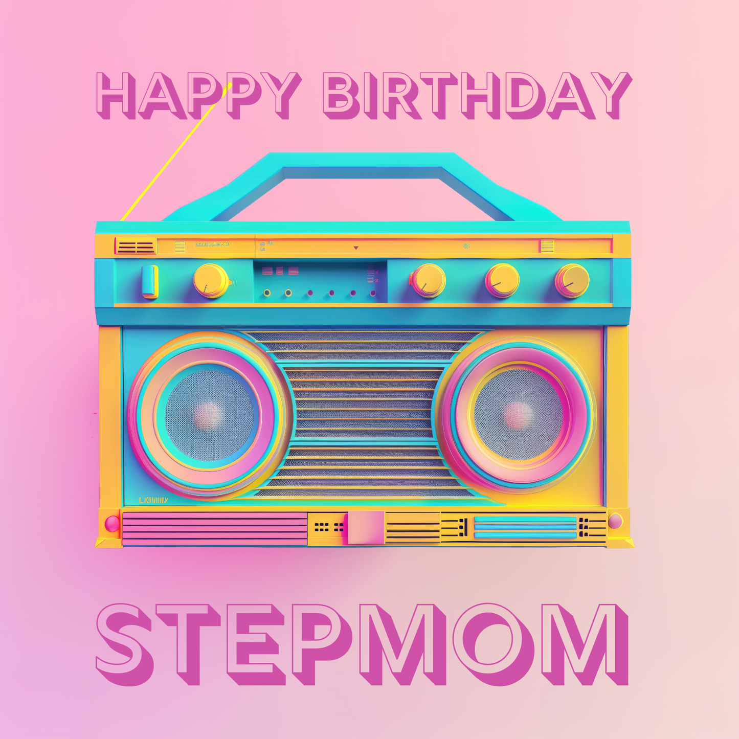 Stepmom Birthday Card - Neon Stereo