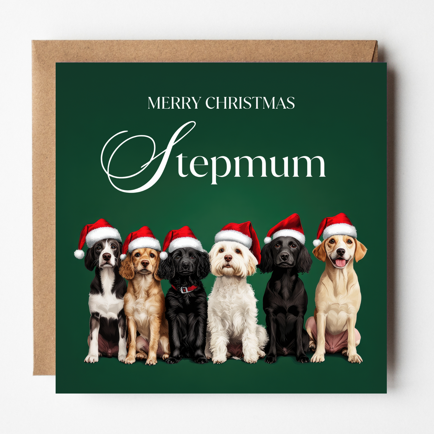 Stepmum Christmas Card - Santa Paws