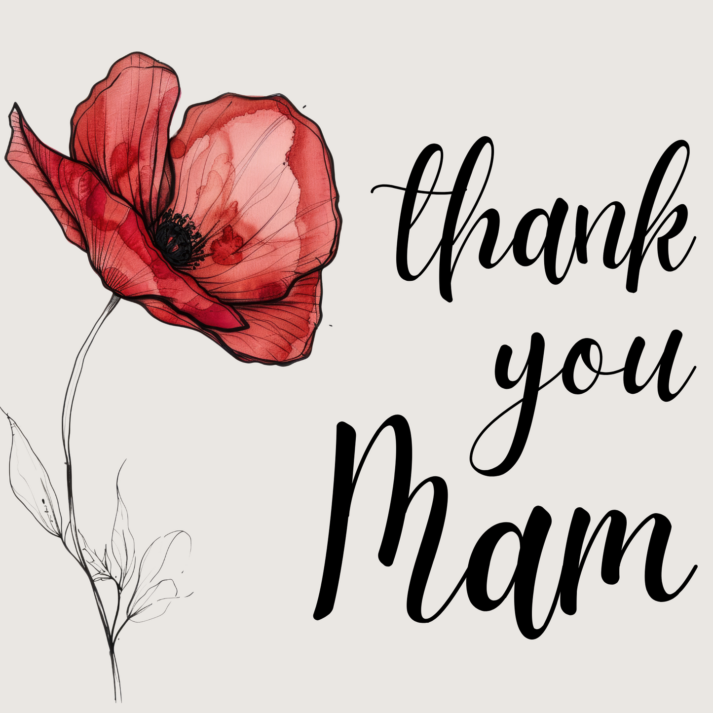 Poppy - Thank You Card For Mam