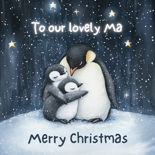 Penguin Sibling Chicks - Christmas Card For Ma