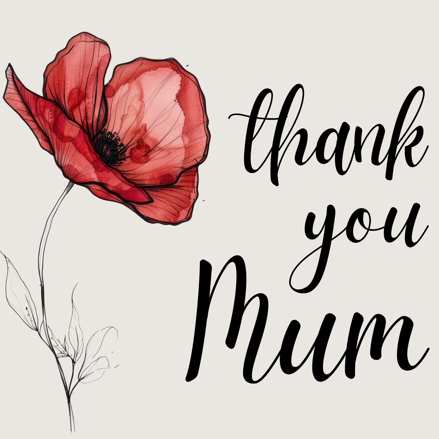 Poppy - Thank You Card For Mam