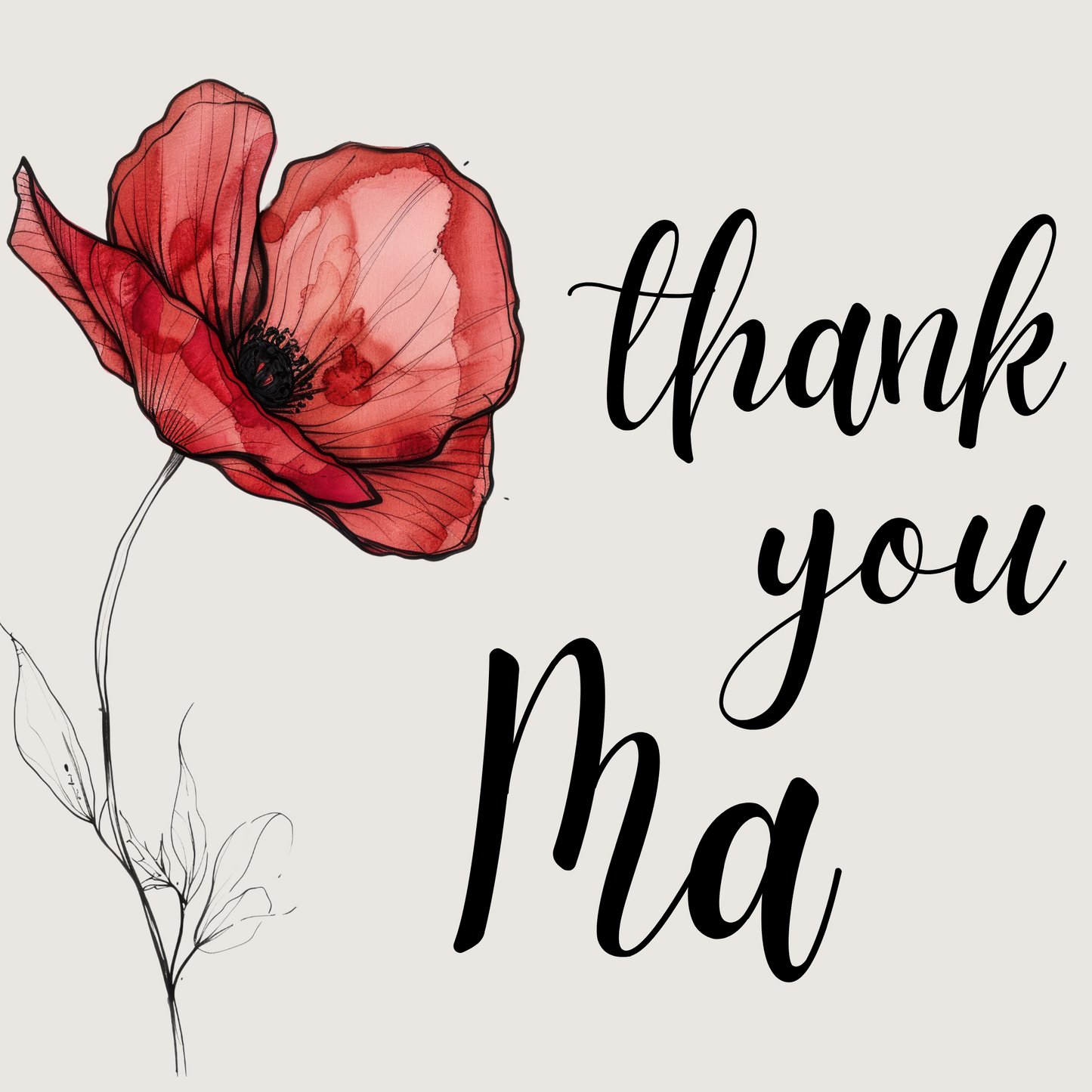 Poppy - Thank You Card For Mam