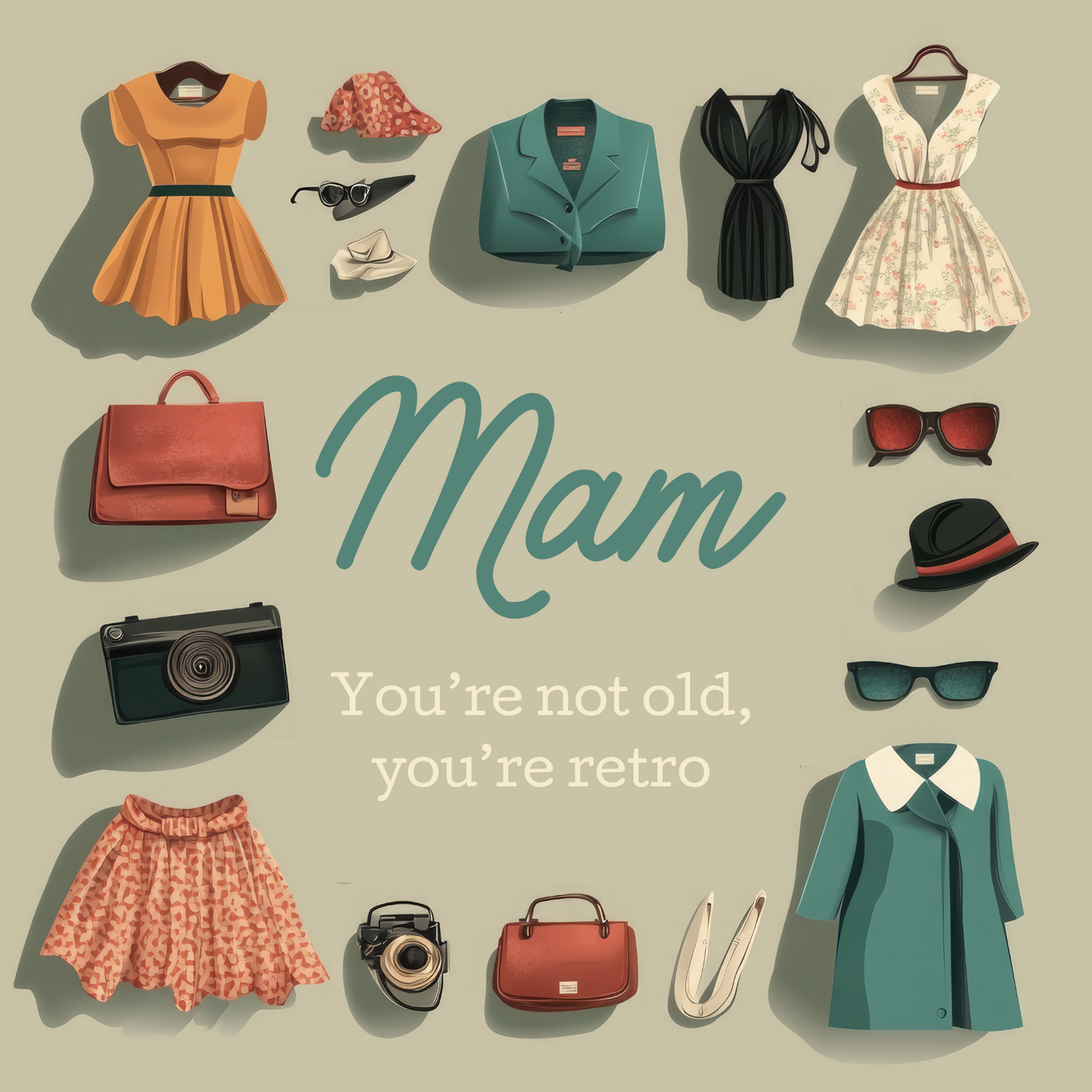 Not Old, Retro - Birthday Card For Mam