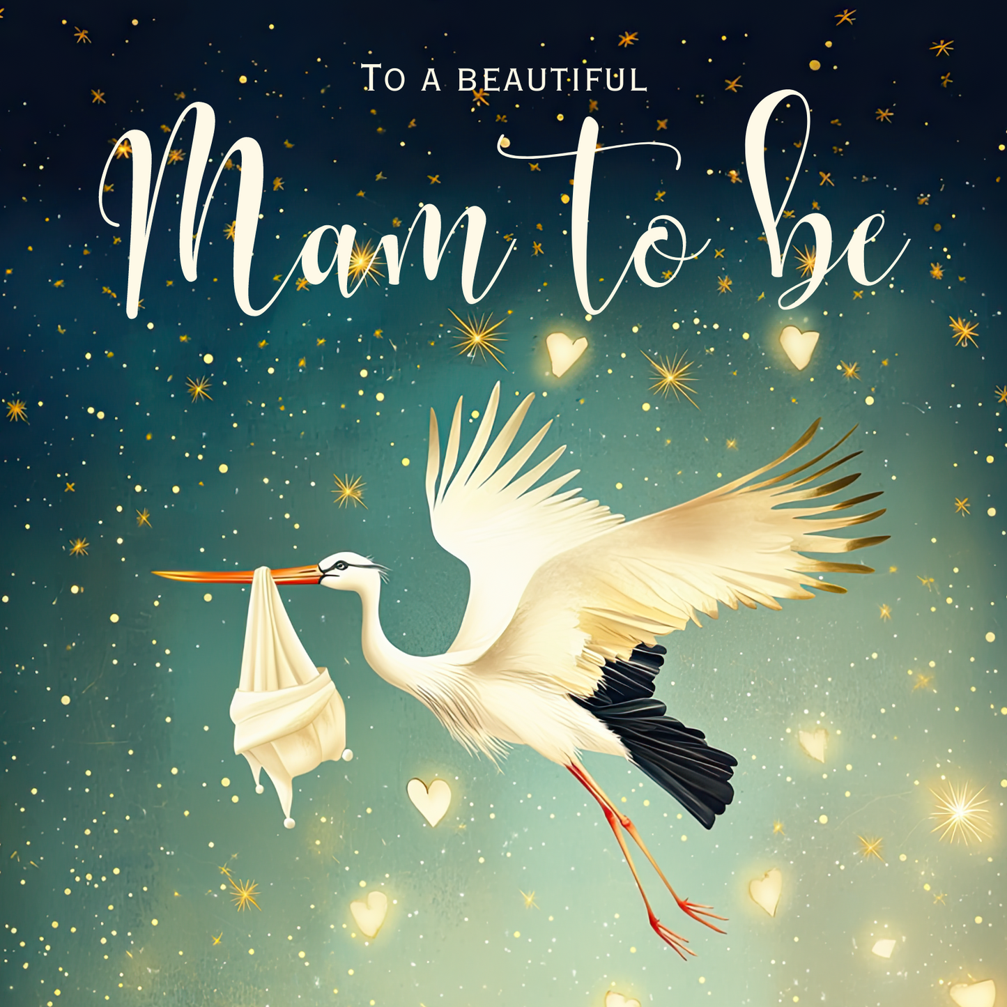 Mam To Be Card - Starry Night Stork