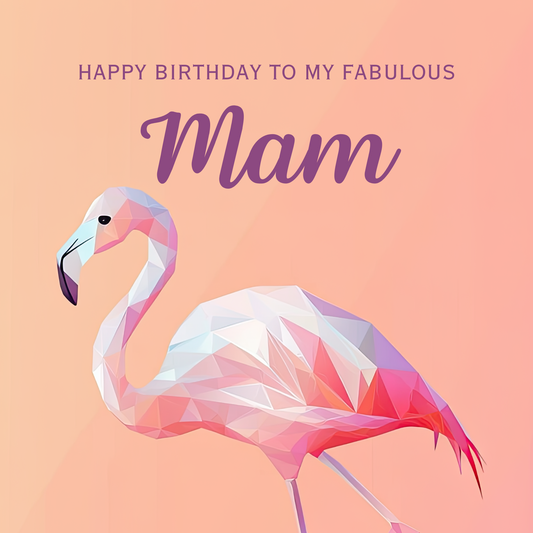 Fabulous Flamingo - Birthday Card For Mam