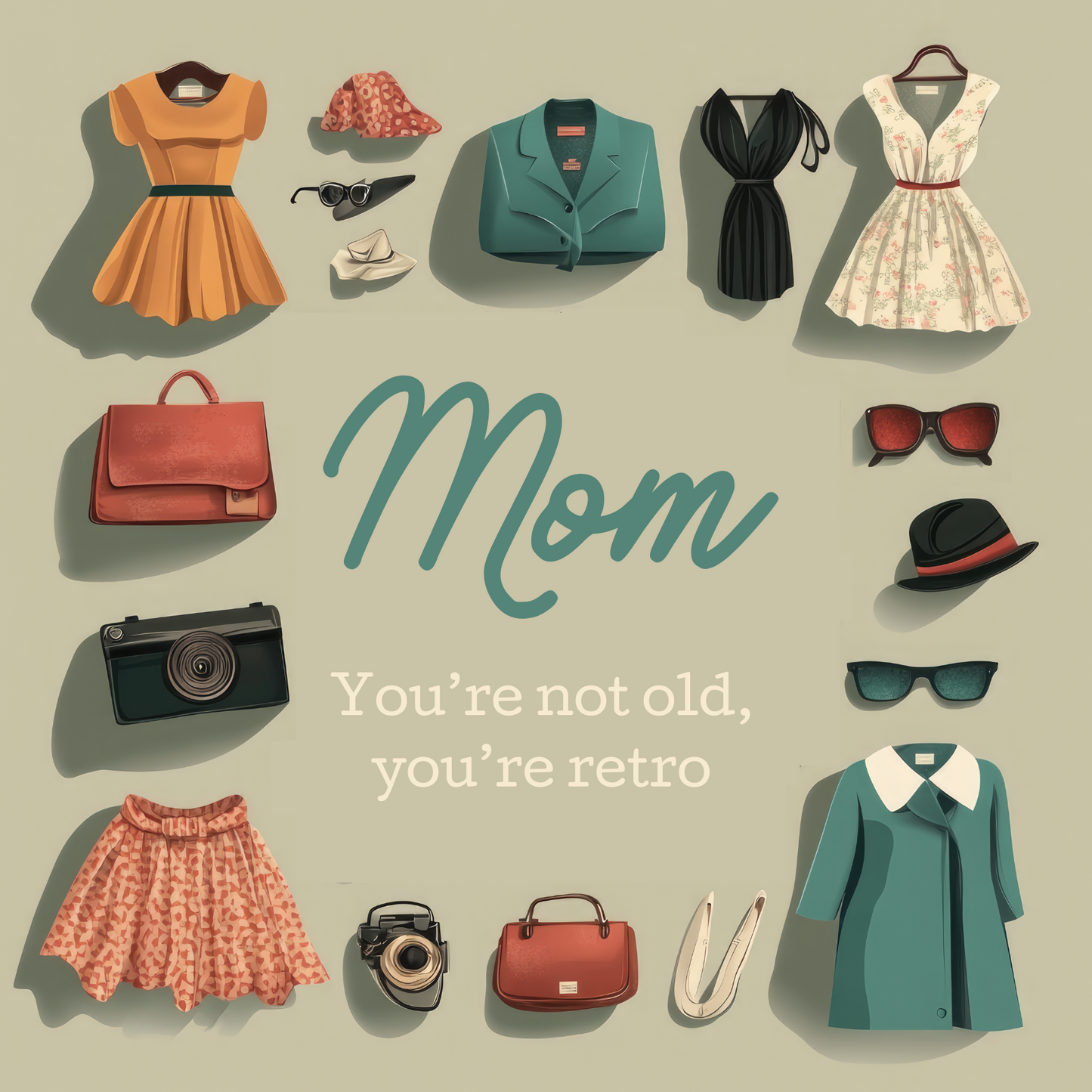 Not Old, Retro - Birthday Card For Mom