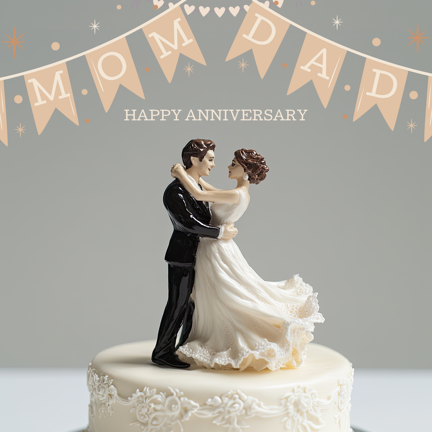 Mom and Dad Anniversary Card - Cake Couple