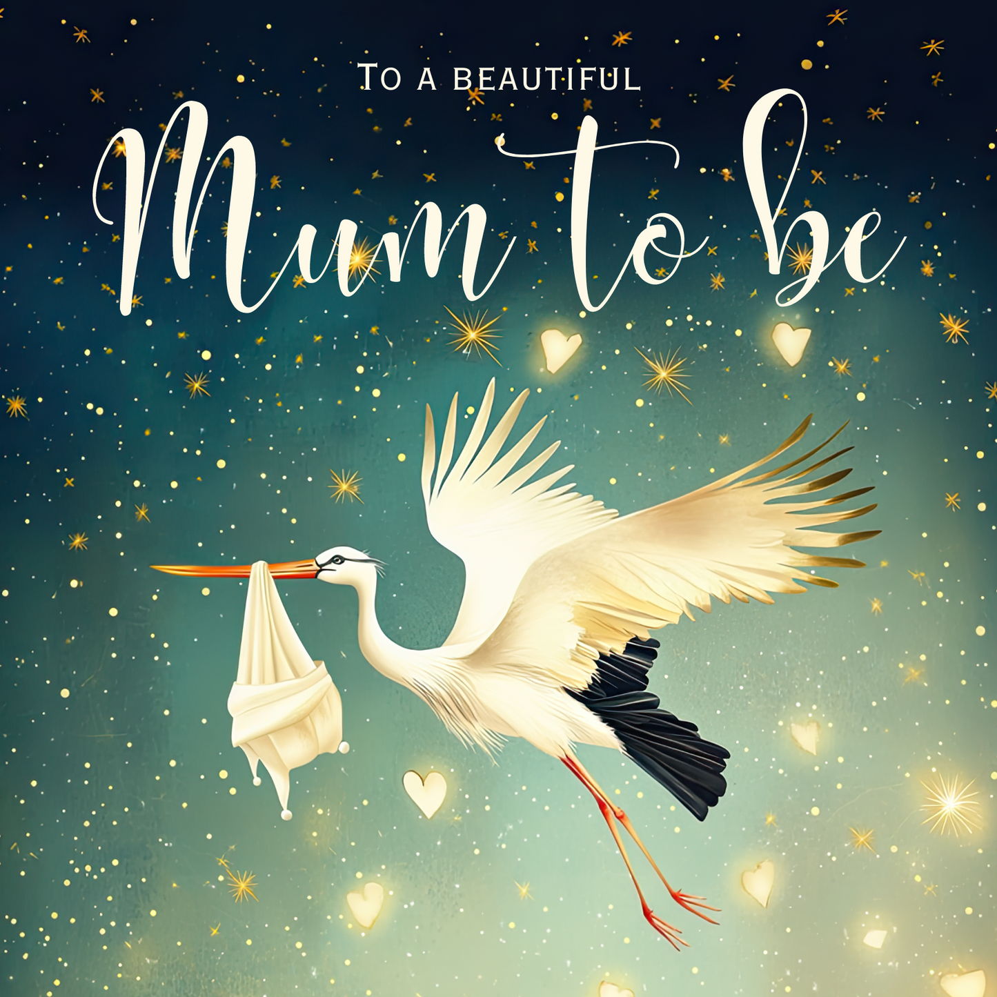 Mum To Be Card - Starry Night Stork