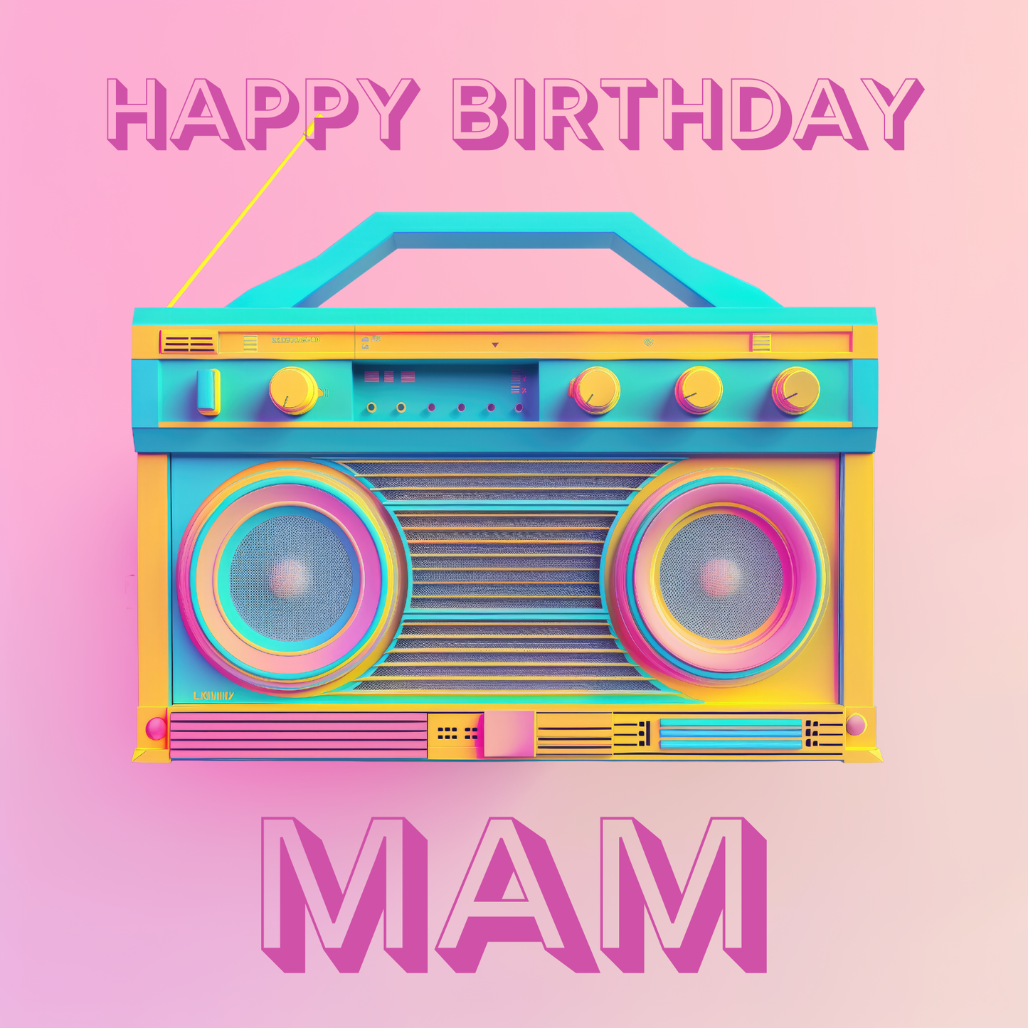 Neon Stereo - Birthday Card For Mam