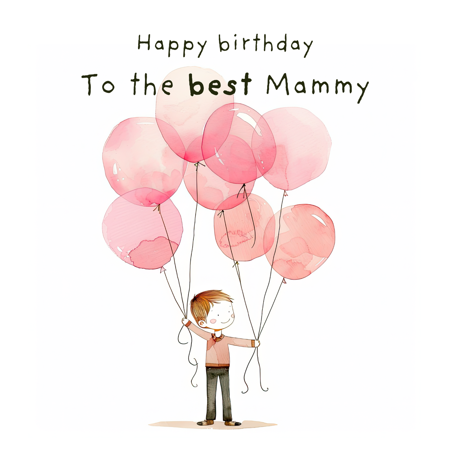 Birthday Card For Mammy - Boy and Balloons