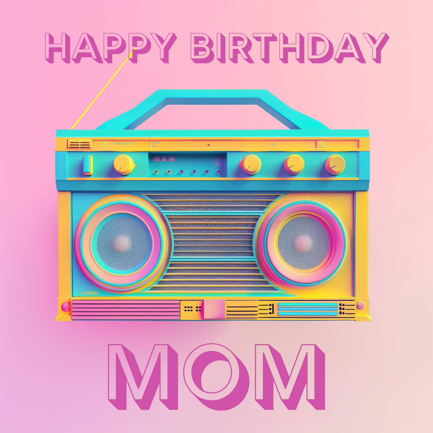 Neon Stereo - Birthday Card For Mom