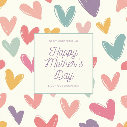Ma Mother's Day Card - Pastel Hearts