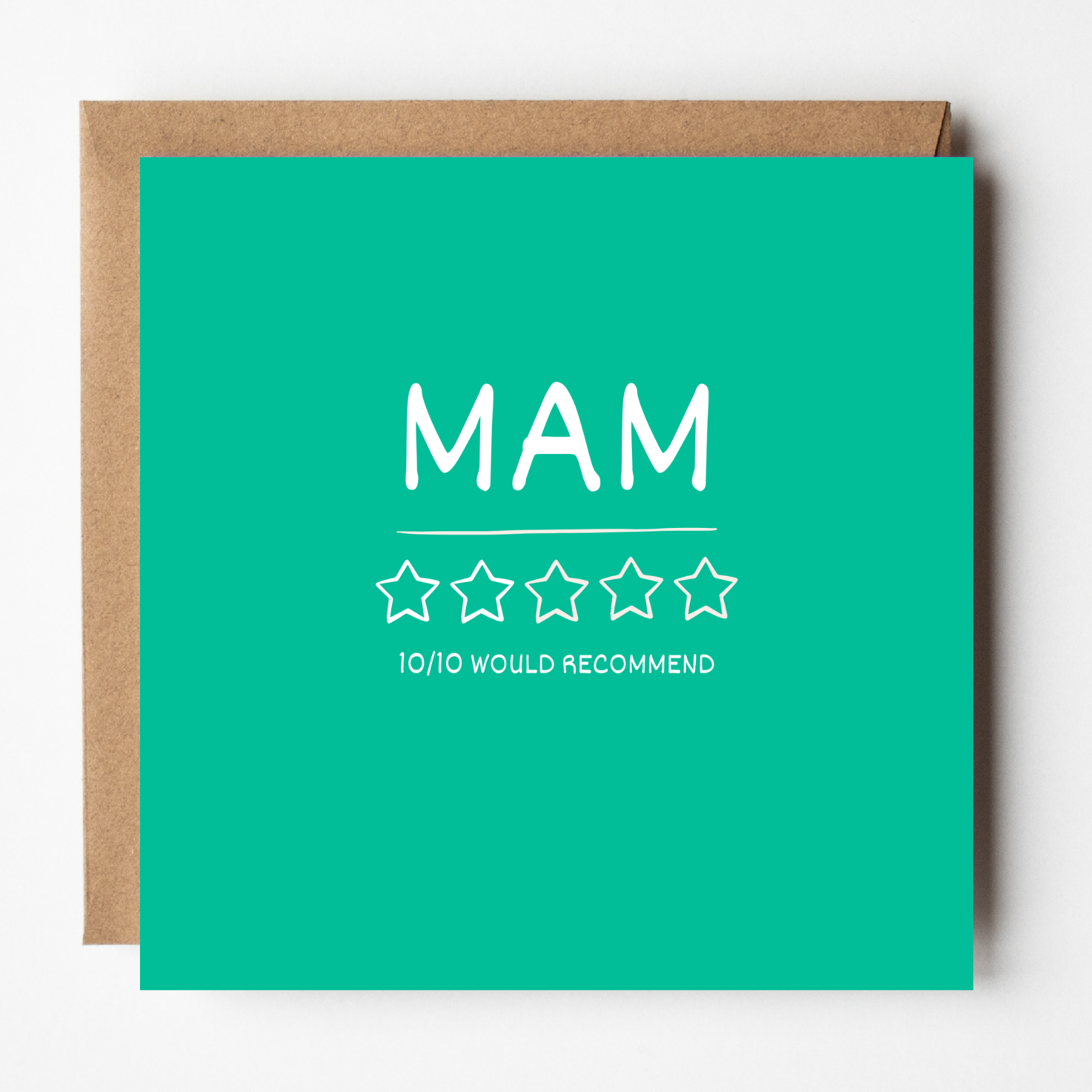 5-star Mam birthday card. Text reads "10/10 would recommend".