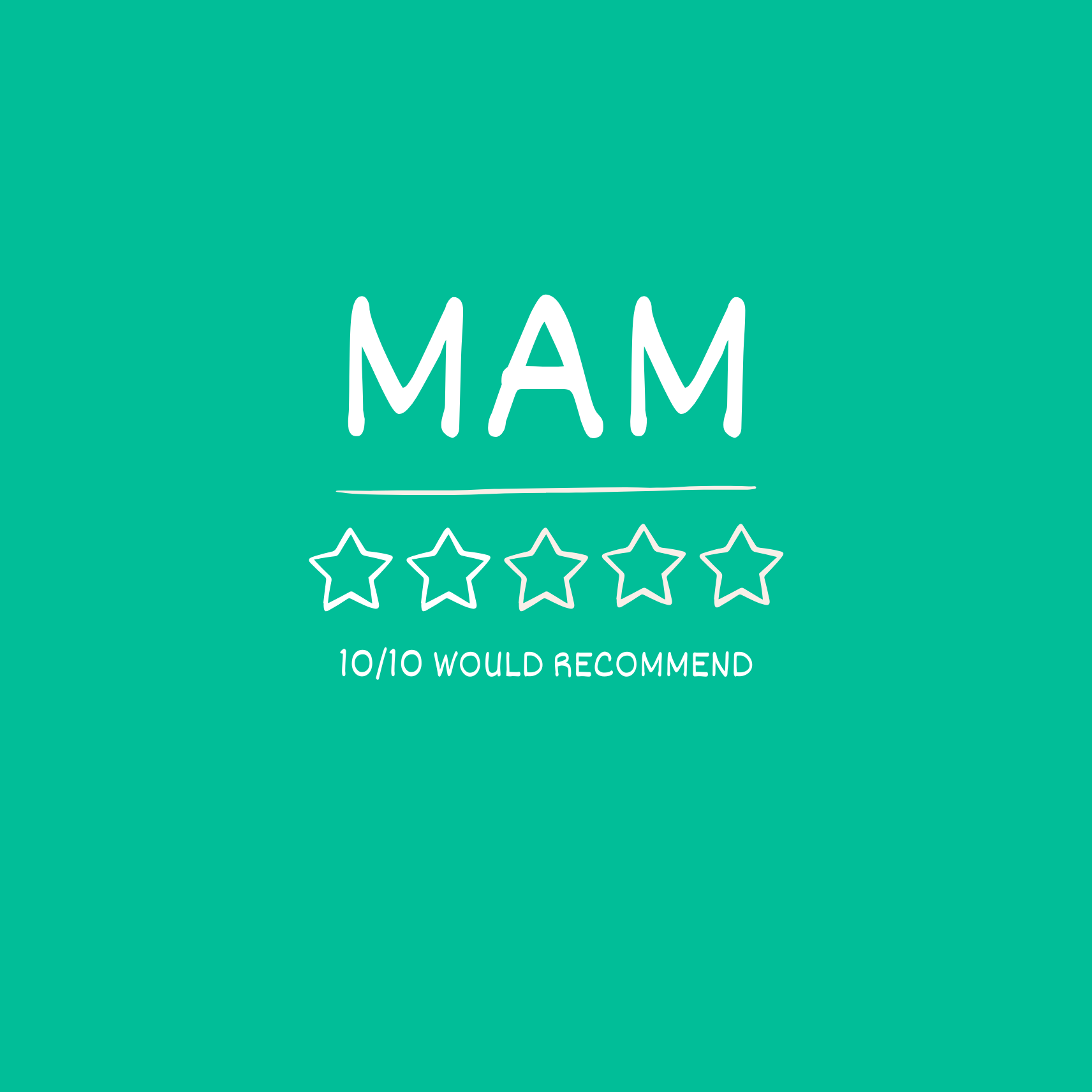 5-star Mam birthday card. Text reads "10/10 would recommend".