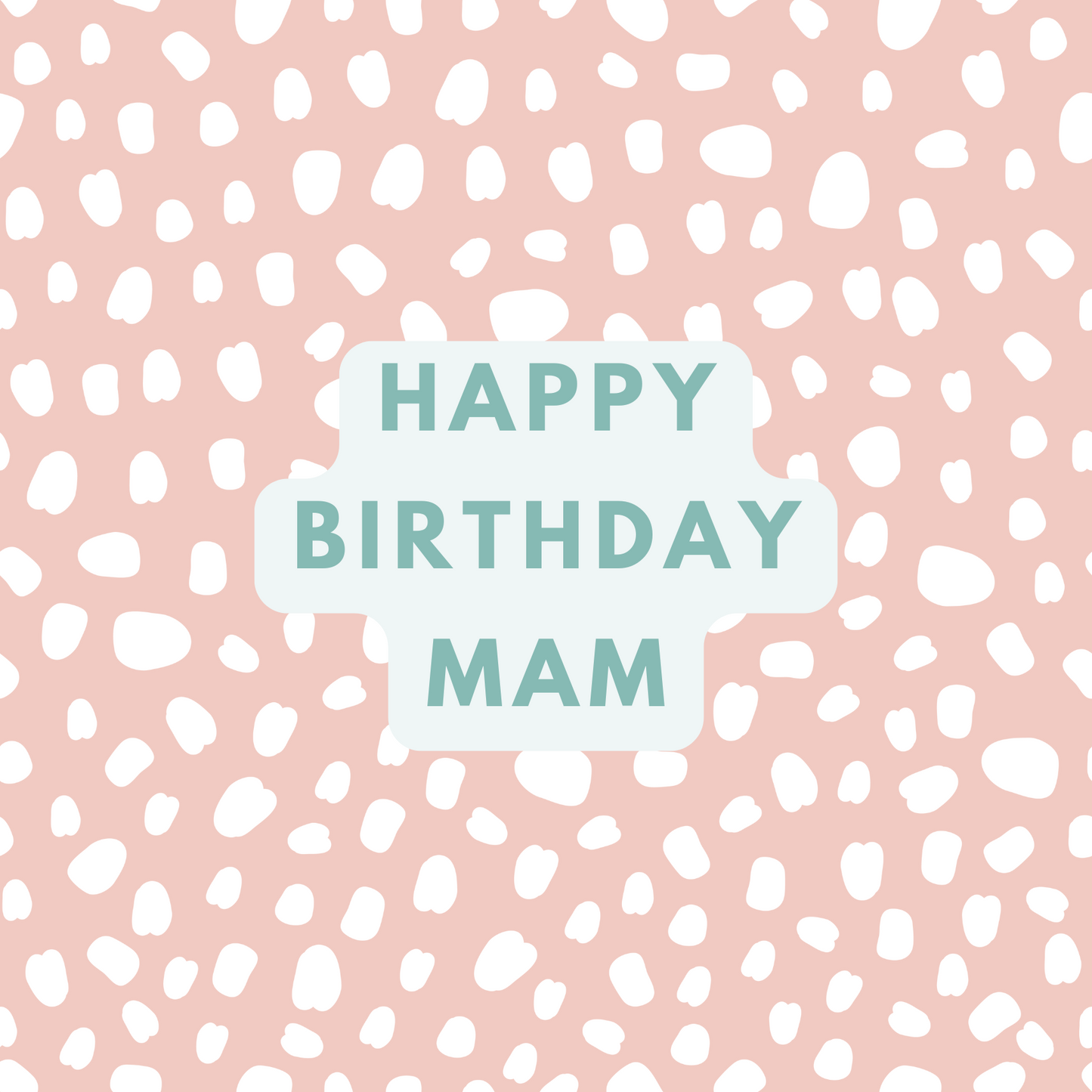 Happy Birthday Mam text on a pink background with white polka dots