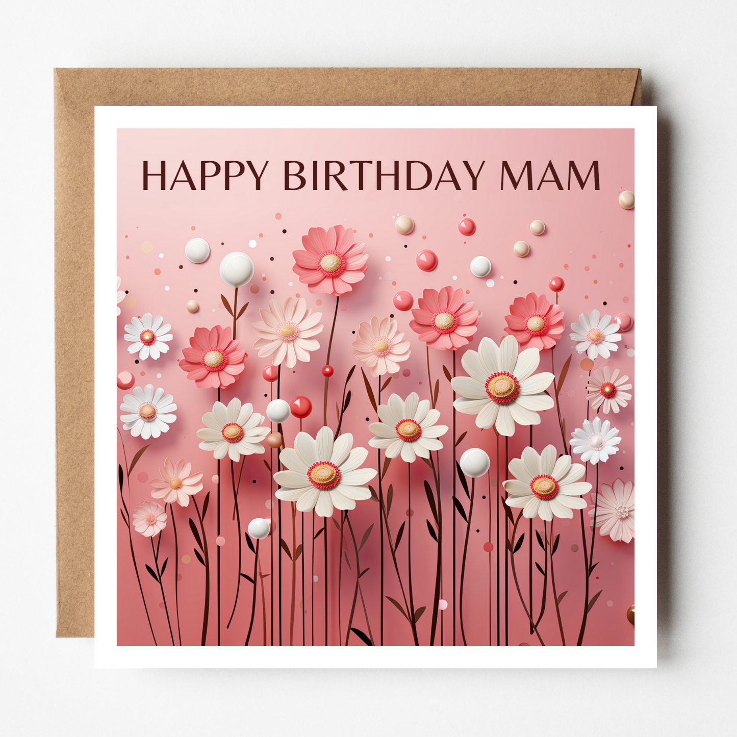 Mam Birthday Card - Pink Daisies