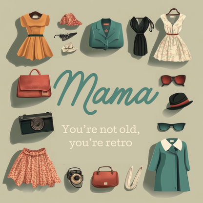 Mama Birthday Card - Not Old, Retro