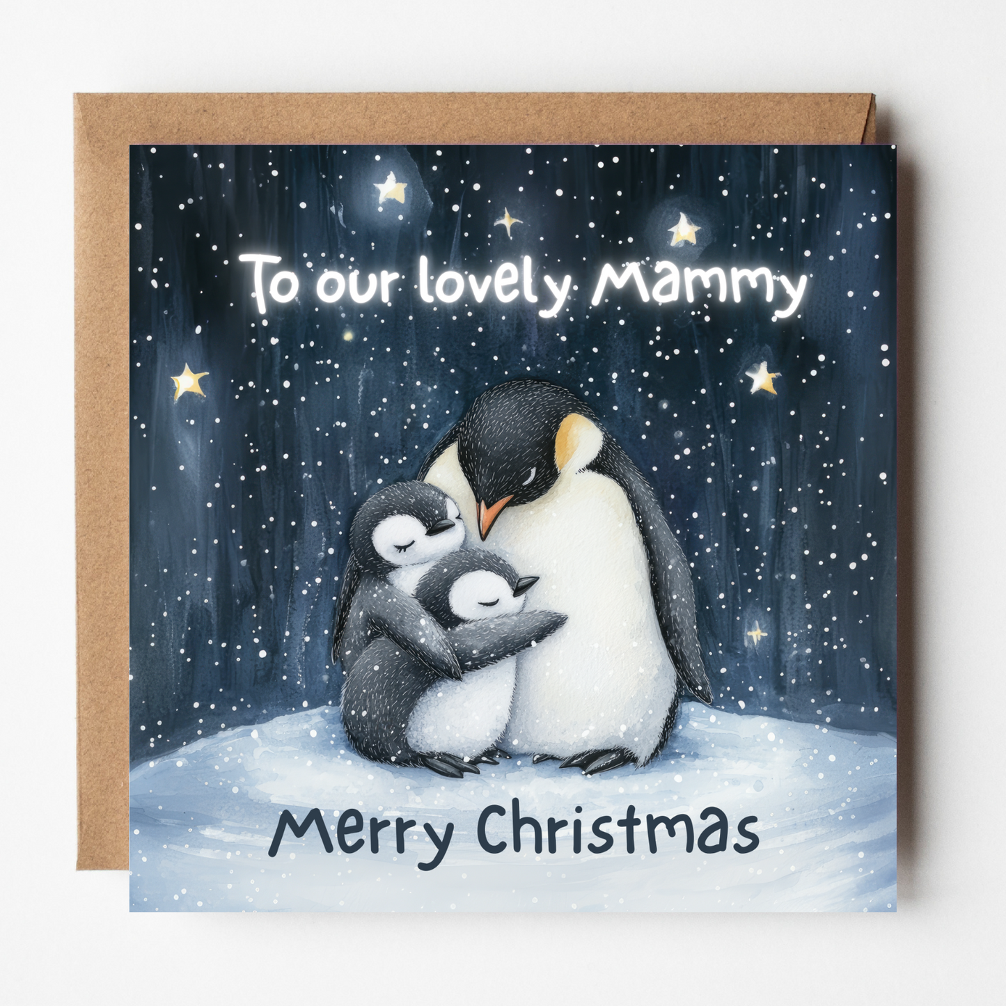 Mammy Christmas Card - Penguin Sibling Chicks