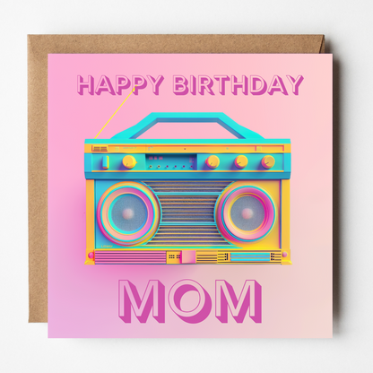 Mom Birthday Card - Neon Stereo