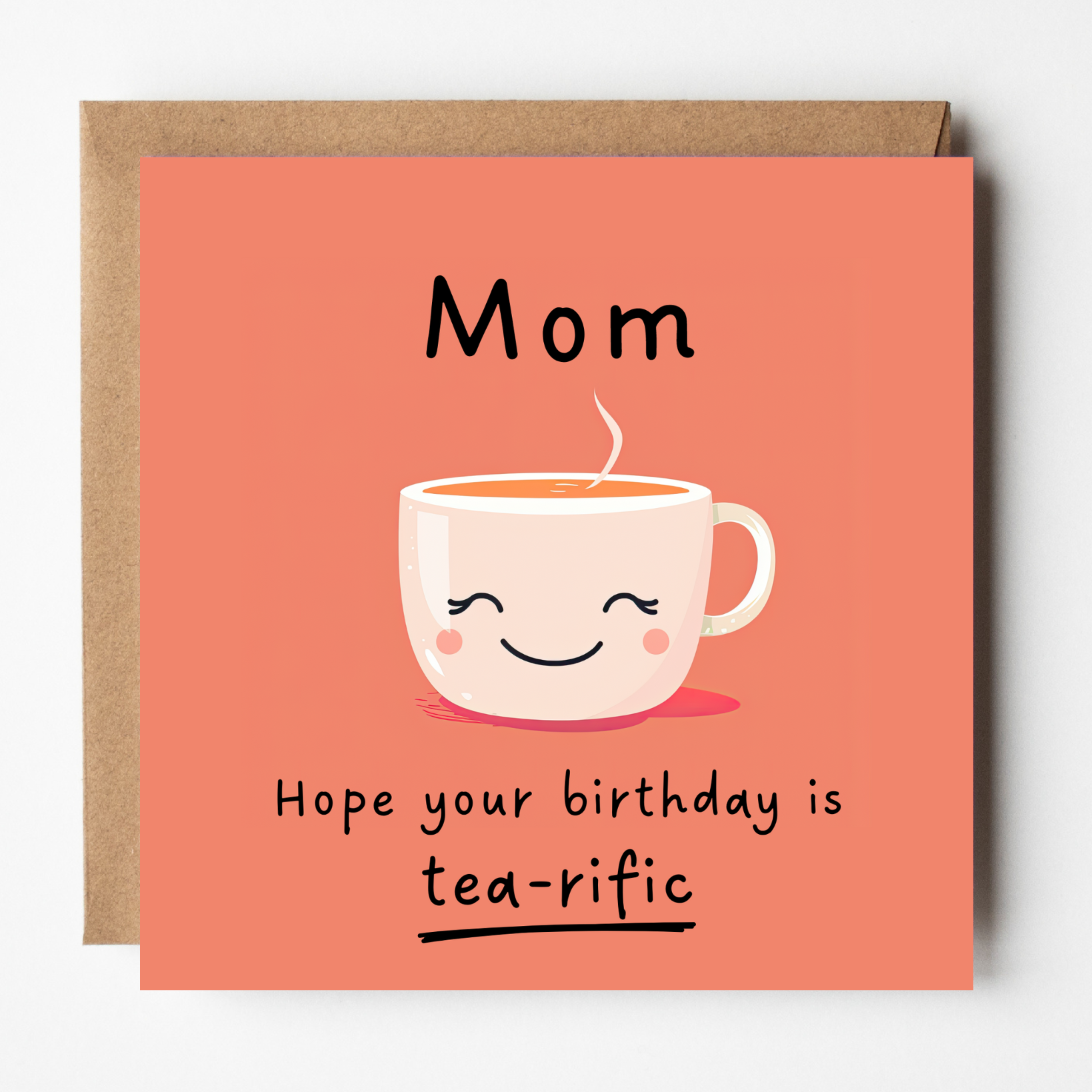 the card shown on a table with a brown kraft envelope