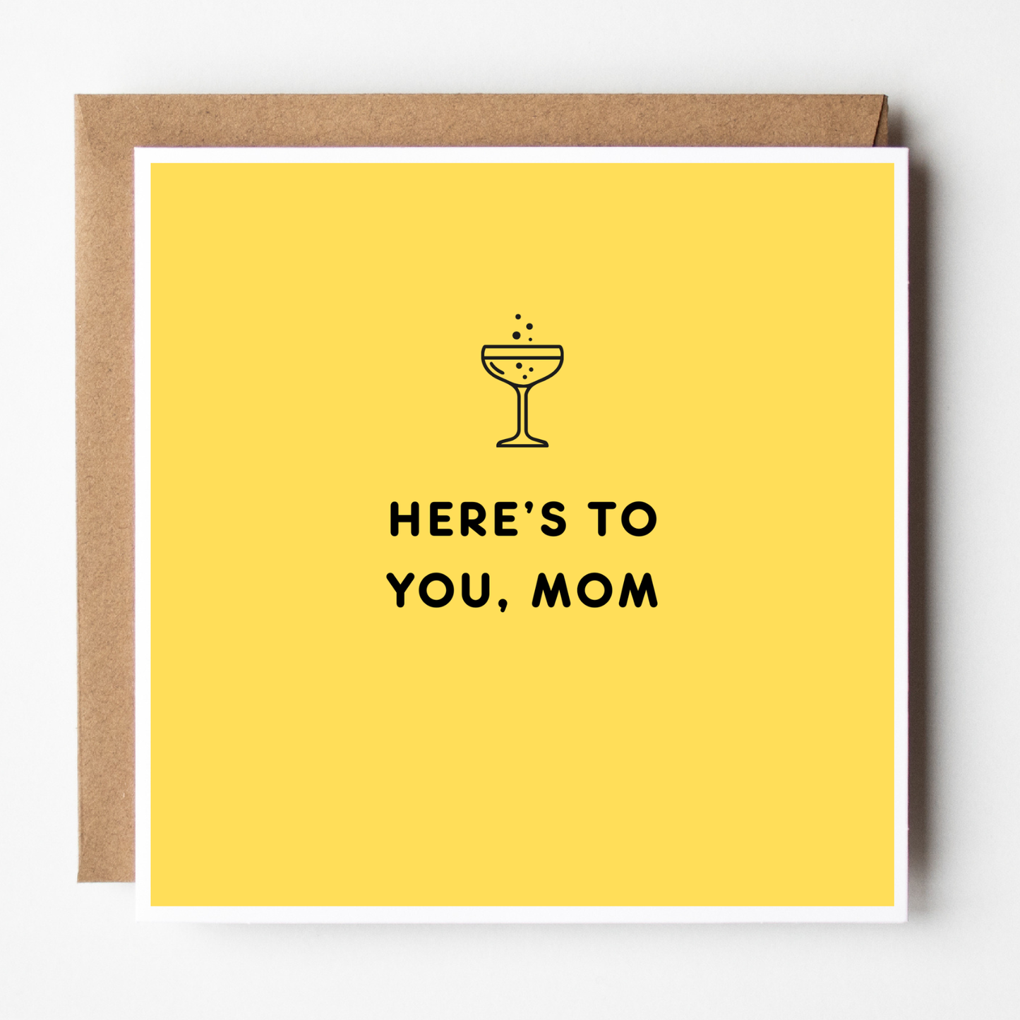 A mockup of the 'To You' birthday card for Mom, shown with brown Kraft envelope.