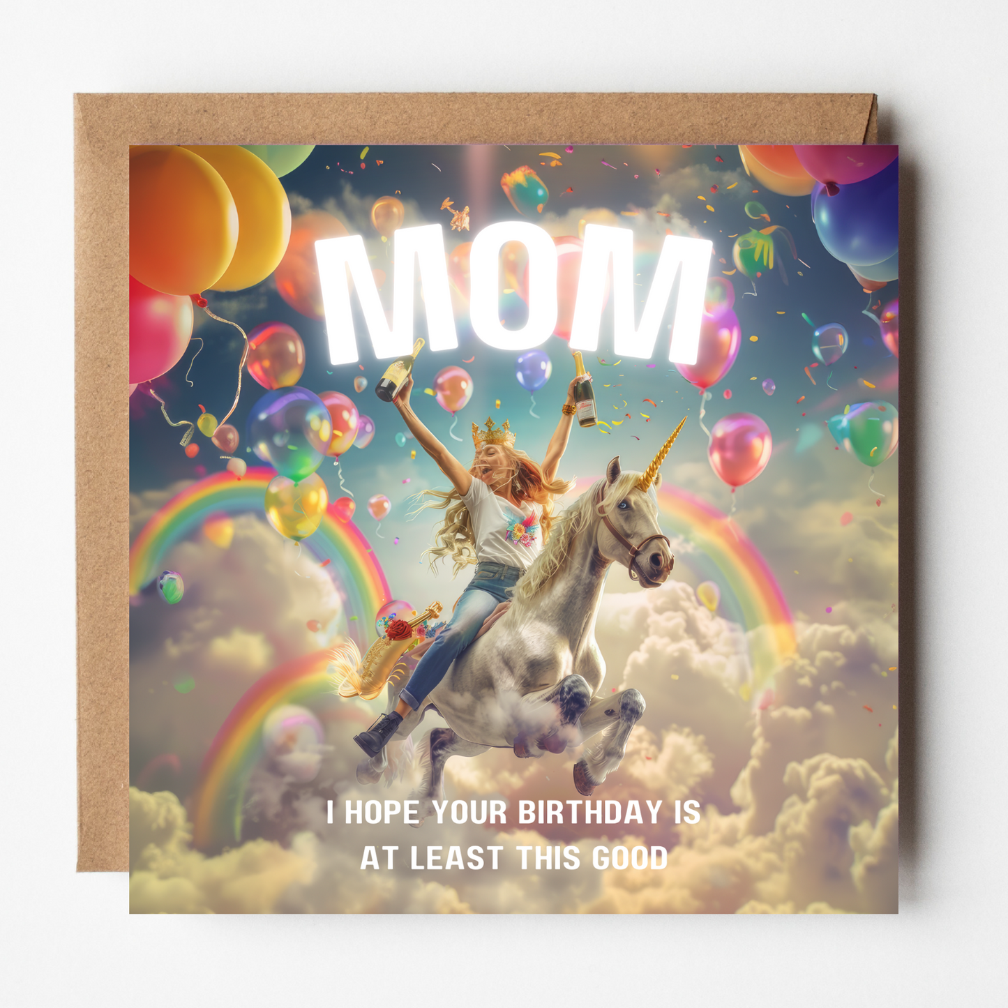 Unicorns and Rainbows - Birthday Card For Mom