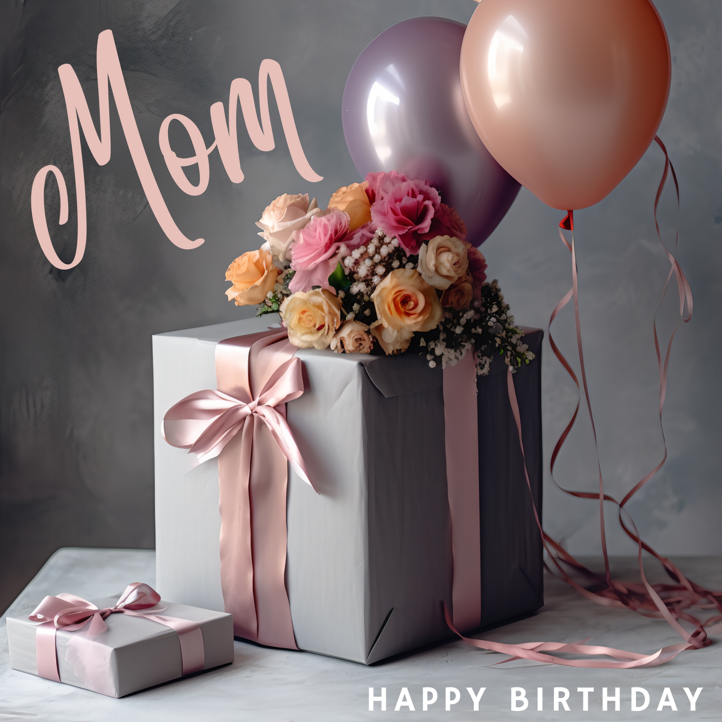 Pink & Grey - Birthday Card For Mom