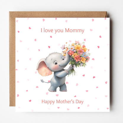 Mommy Mother's Day Card - Baby Elephant