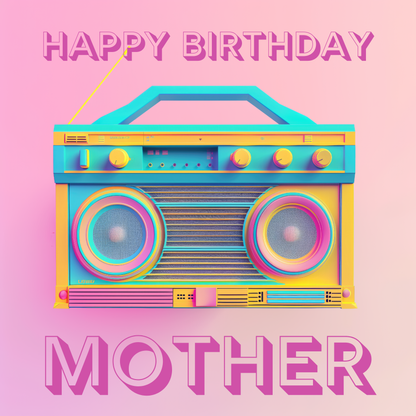 Mother Birthday Card - Neon Stereo