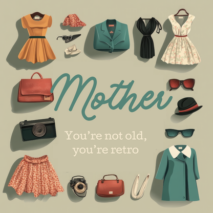 Mother Birthday Card - Not Old, Retro