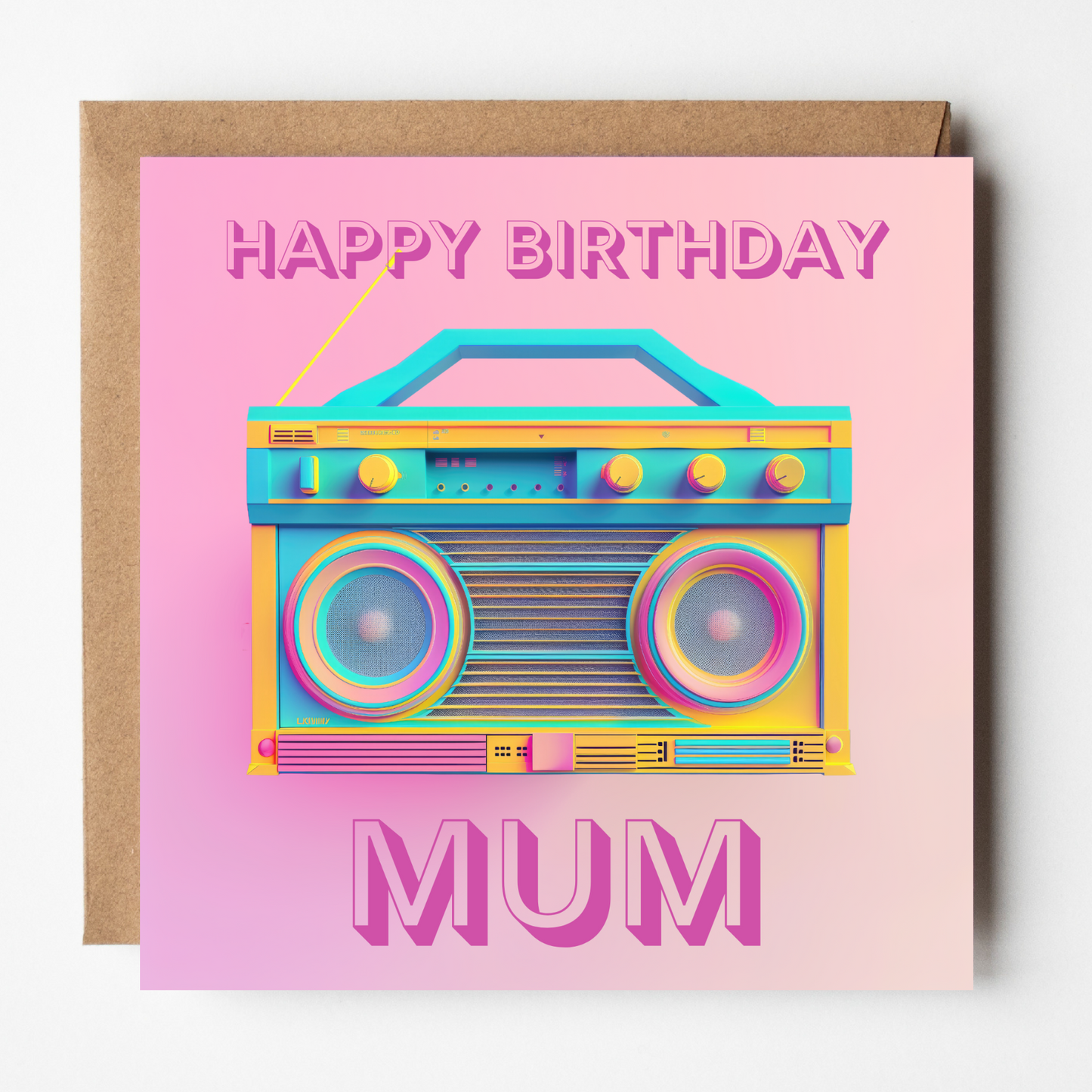 Mum Birthday Card - Neon Stereo