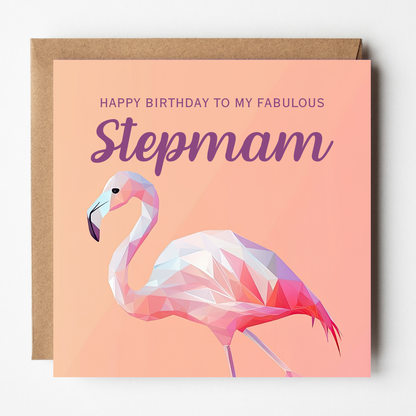 Stepmam Birthday Card - Fabulous Flamingo
