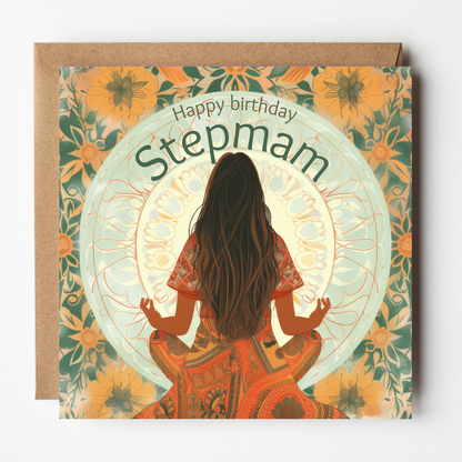 Stepmam Birthday Card - Mandalas and Meditation