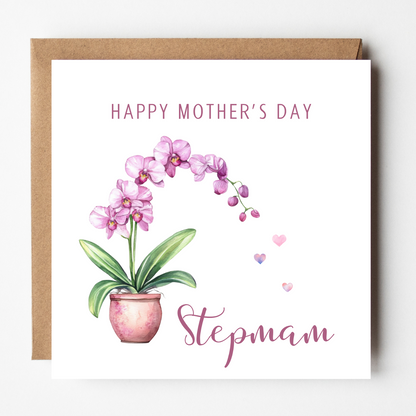 Stepmam Mother's Day Card - Orchid