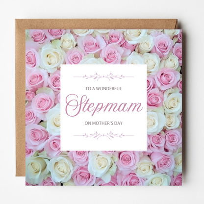 Stepmam Mother's Day Card - Bed of Roses