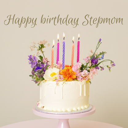 Stepmom Birthday Card - Birthday Cake