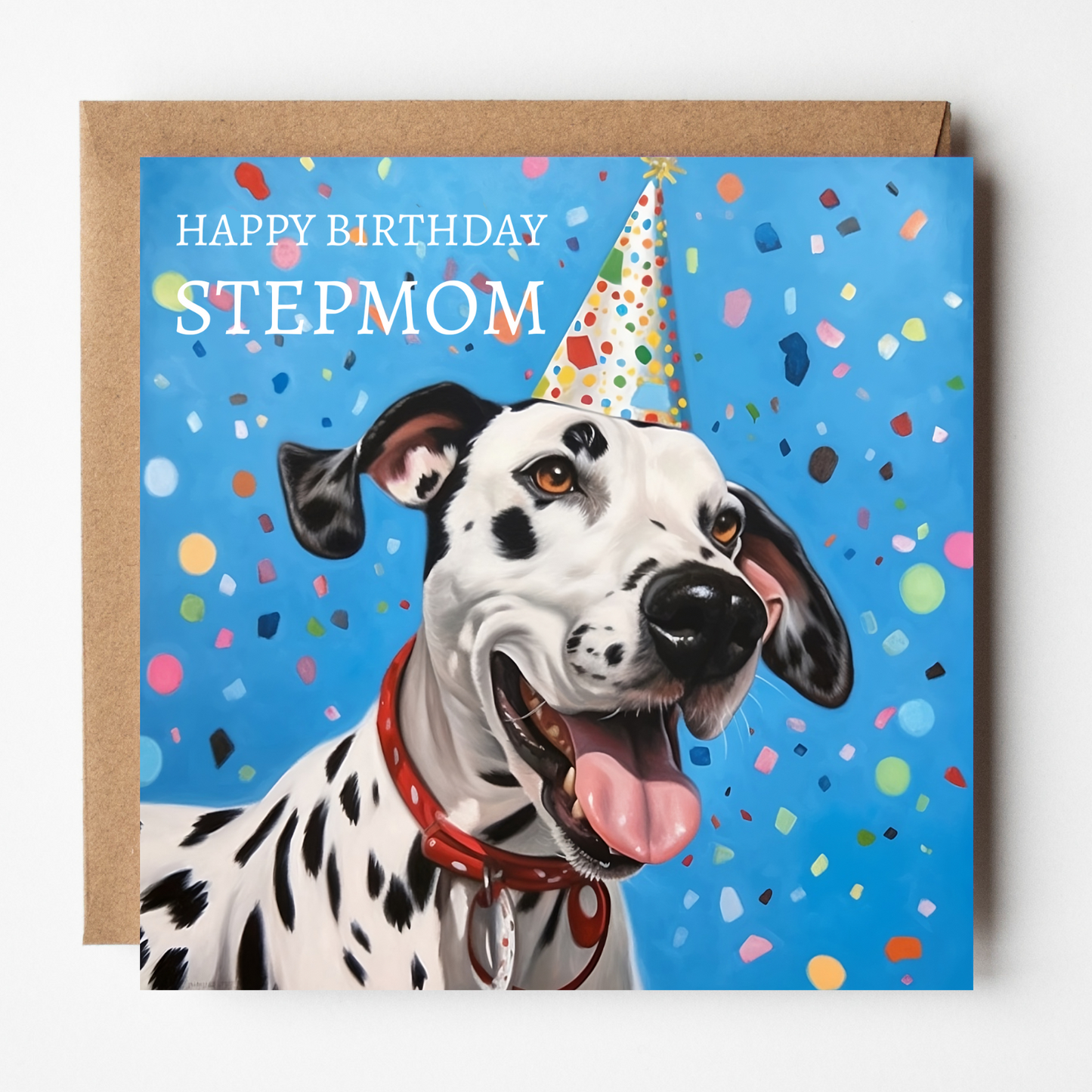 Stepmom Birthday Card - Party Dalmatian