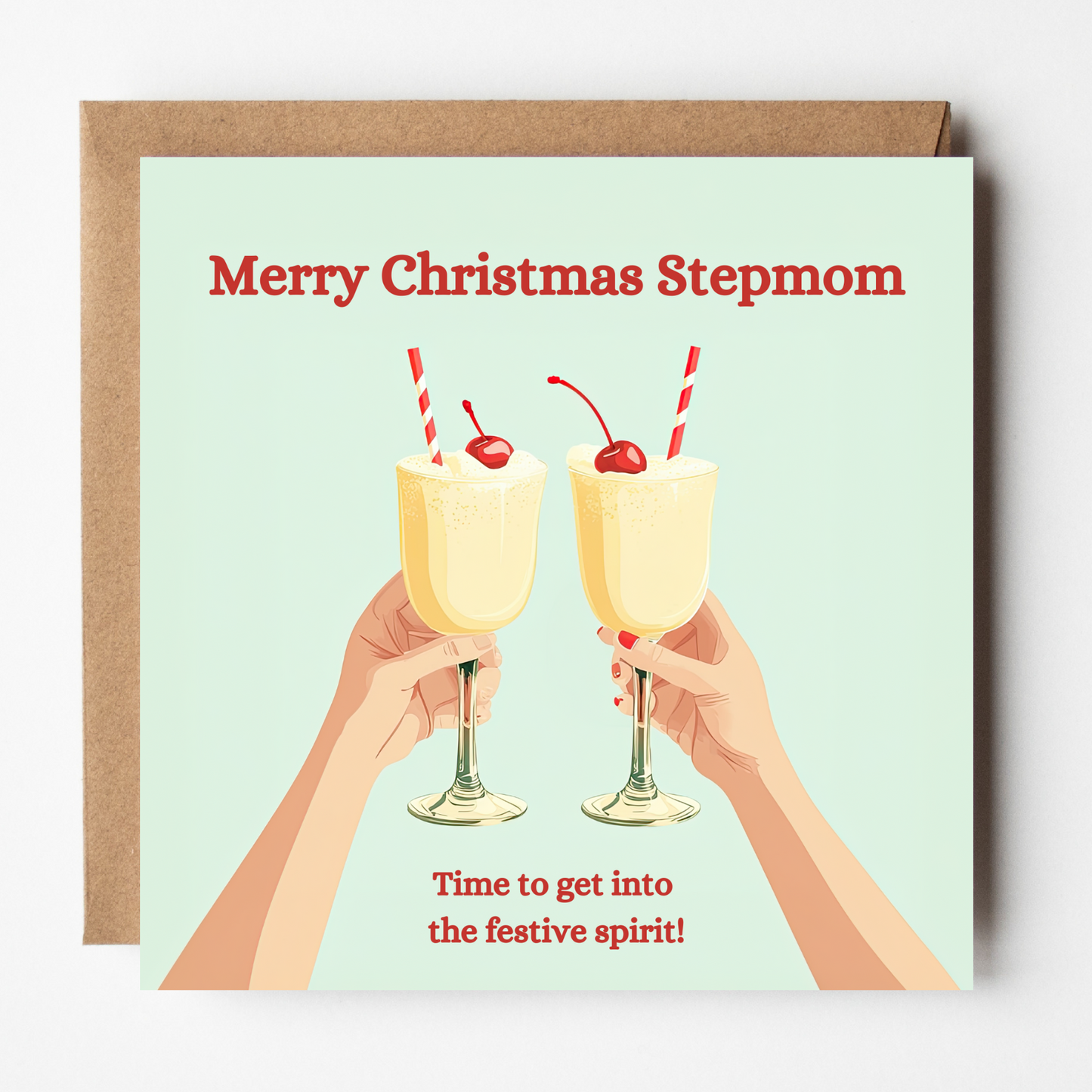 Stepmom Christmas Card - Festive Spirit