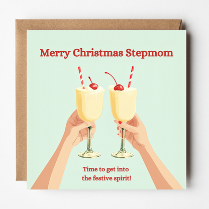 Stepmom Christmas Card - Festive Spirit