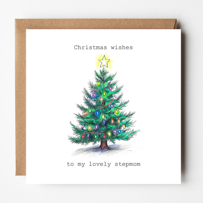 Stepmom Christmas Card - Pencil Tree