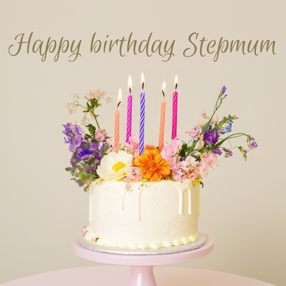 Stepmum Birthday Card - Birthday Cake