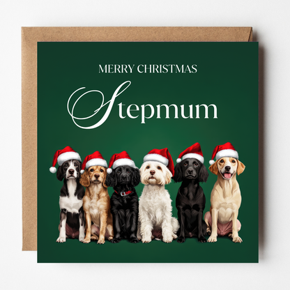 Stepmum Christmas Card - Santa Paws